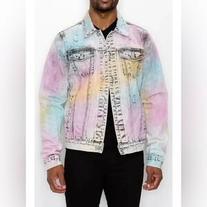 Multi Color Airbrushed Denim Jacket